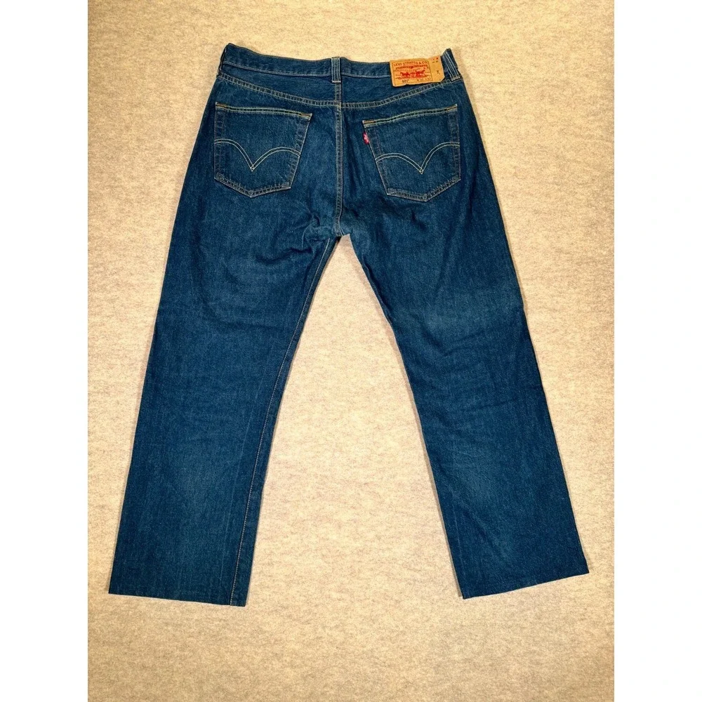 Levis 501 Original Fit Jeans Men 36x32 Blue Denim Cotton Button Fly Straight Leg